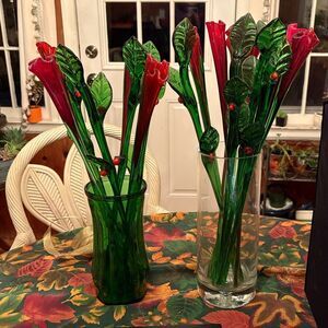 Handmade Tall red glass Calla Lily Flower